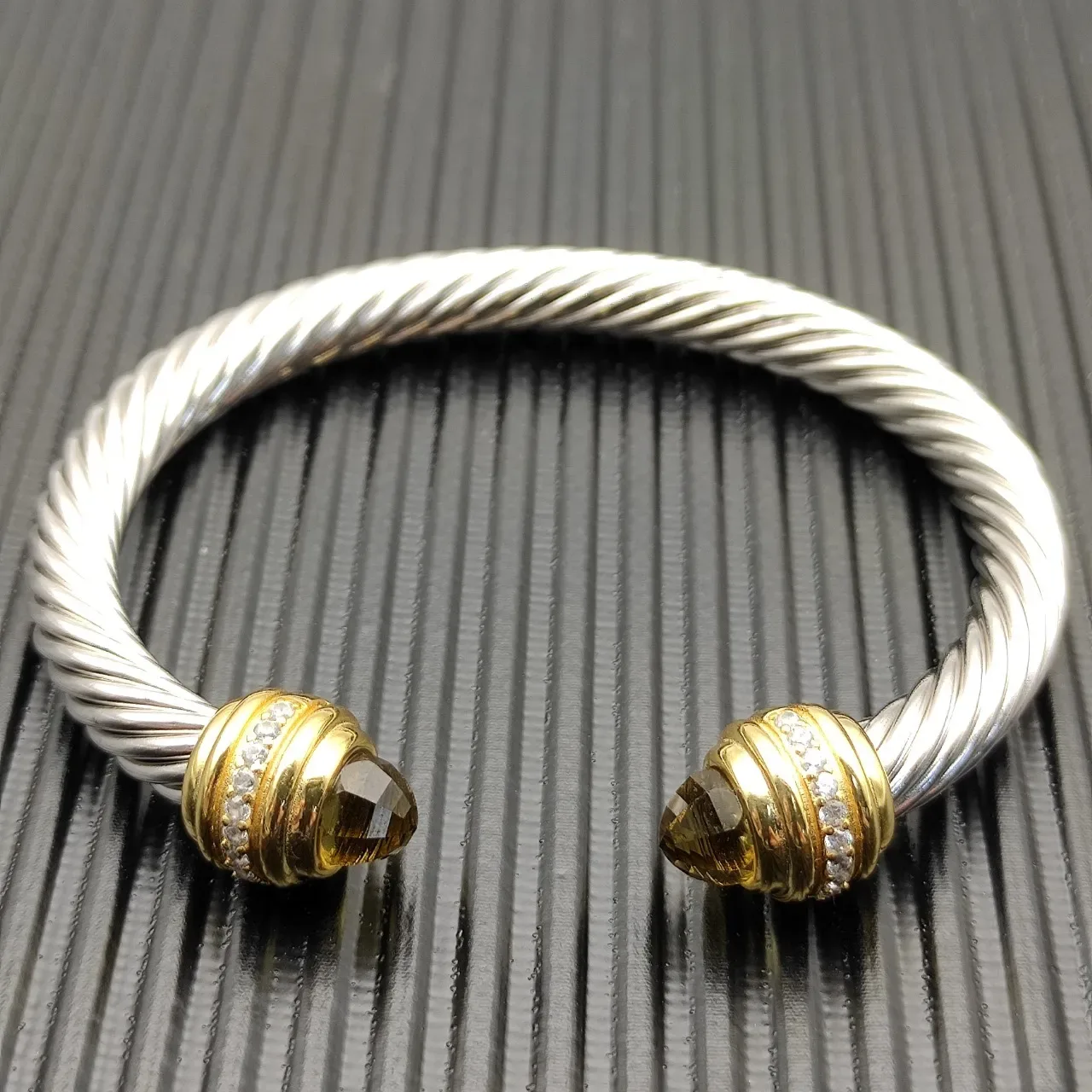 David Yurman Cable Classics Silver Gold Twisted Dual-Tone Metal Bracelet 6