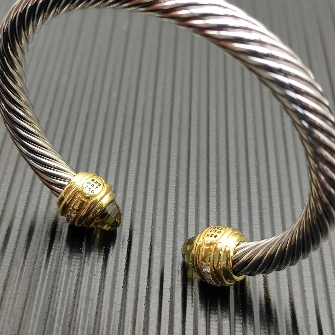 David Yurman Cable Classics Silver Gold Twisted Dual-Tone Metal Bracelet 7