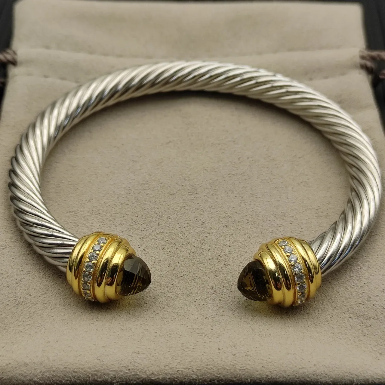 David Yurman Cable Classics Silver Gold Twisted Dual-Tone Metal Bracelet 8
