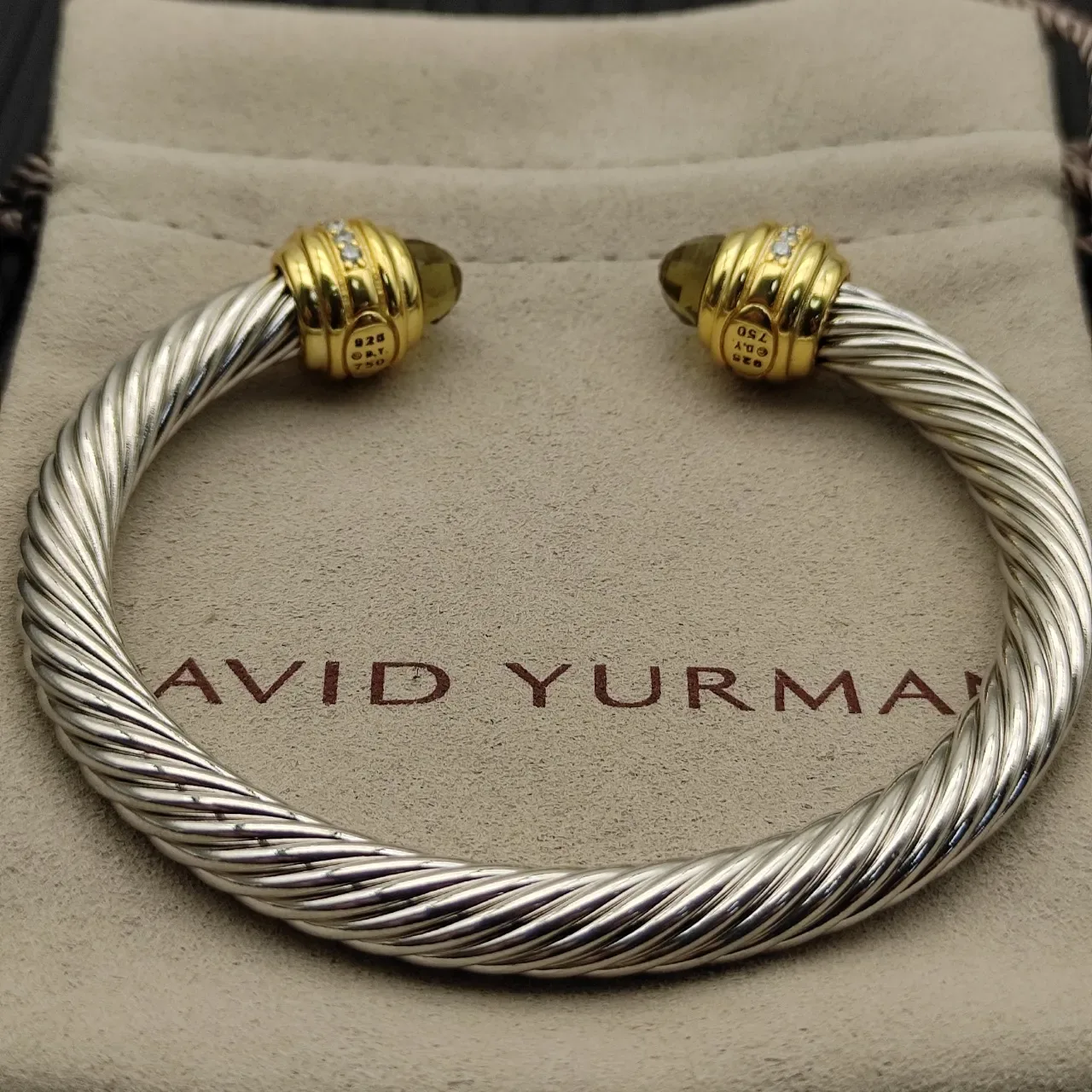 David Yurman Cable Classics Silver Gold Twisted Dual-Tone Metal Bracelet 9