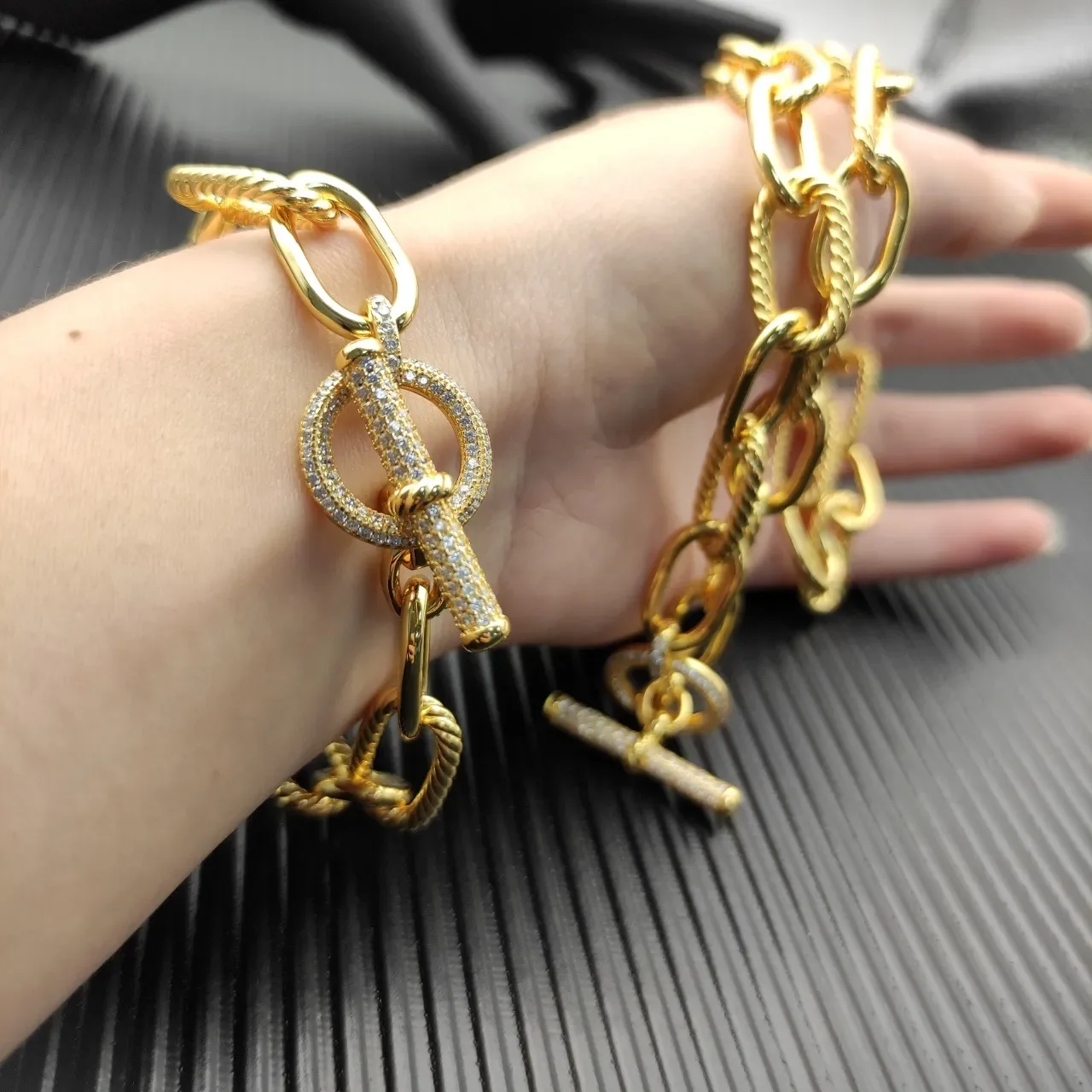 David Yurman Cable Classics Silver Gold Twisted Links Smooth Oval Bracelet 4