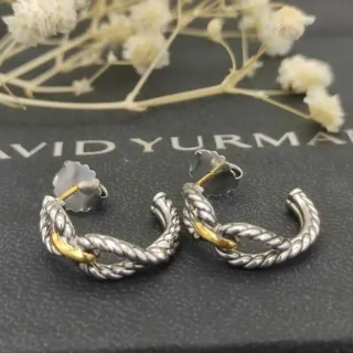 David Yurman Cable Classics Silver Gold Twisted Rope Two-Tone Earrings