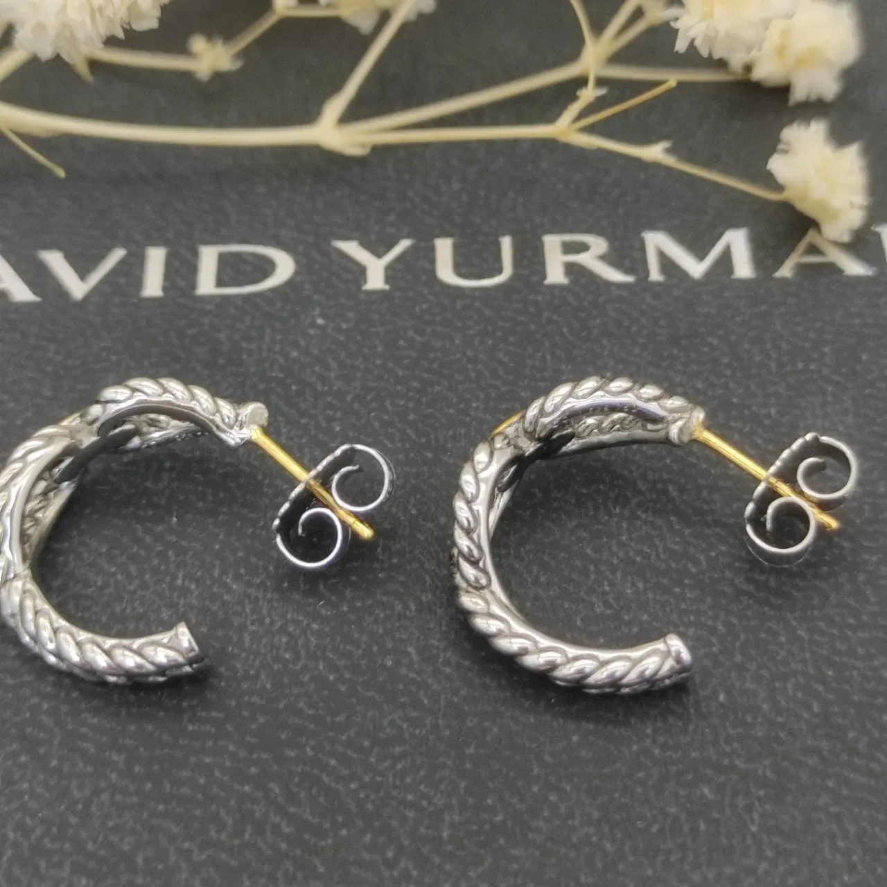 David Yurman Cable Classics Silver Gold Twisted Rope Two-Tone Earrings 6