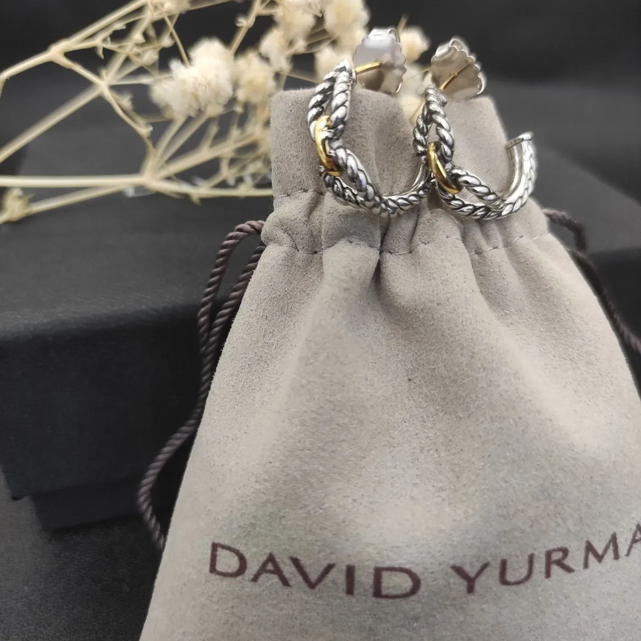 David Yurman Cable Classics Silver Gold Twisted Rope Two-Tone Earrings 9