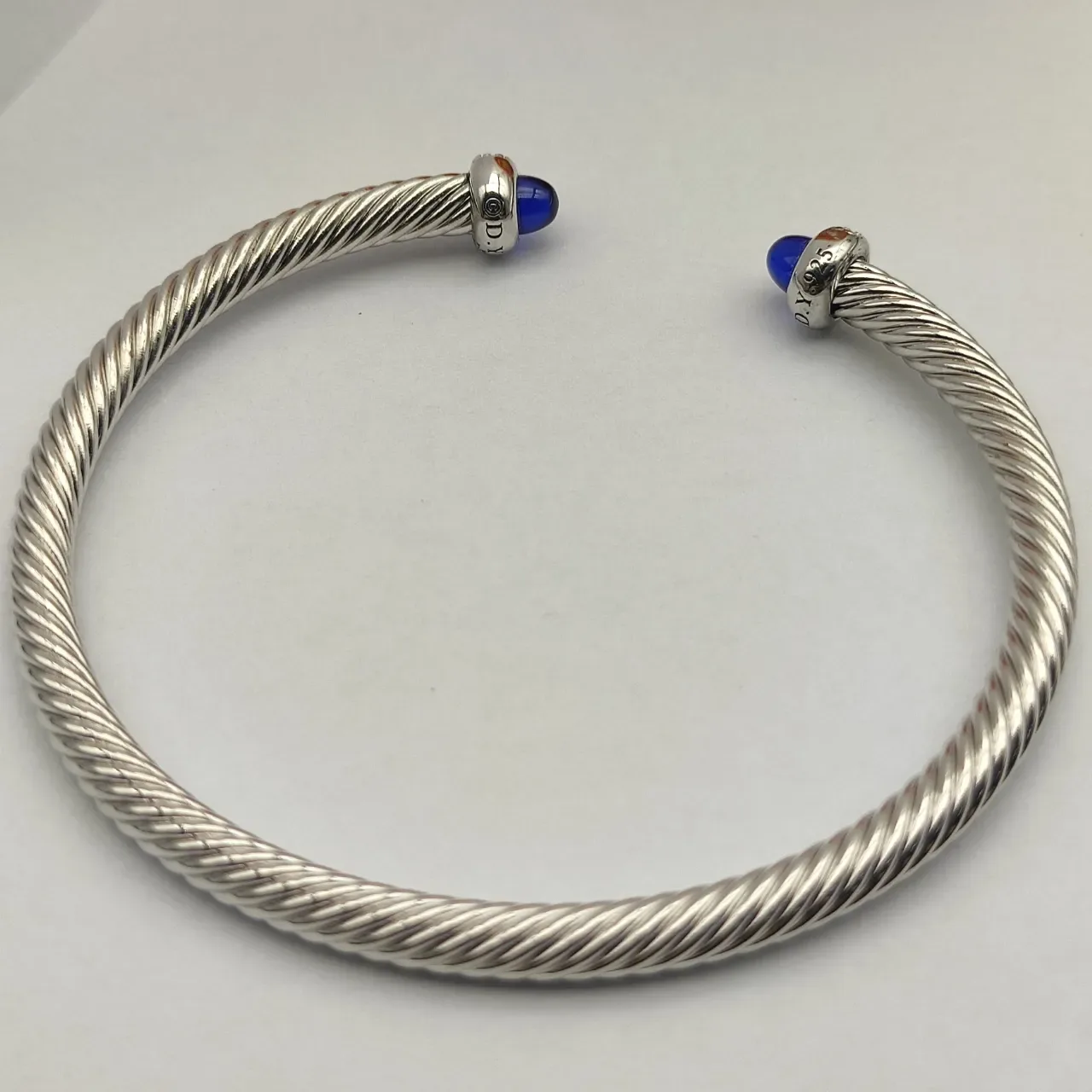 David Yurman Cable Classics Twisted Silver-Tone Blue Cabochon Bracelet 5