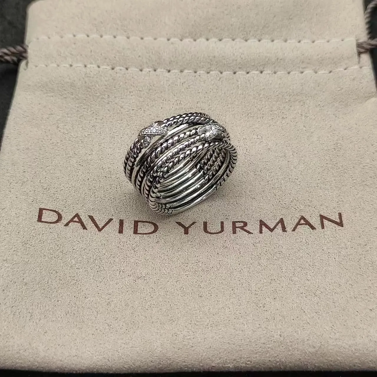 David Yurman Cable Collectibles Silver Multi-Band Twisted Ring 5