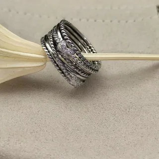 David Yurman Cable Collectibles Silver Multi-Band Twisted Ring