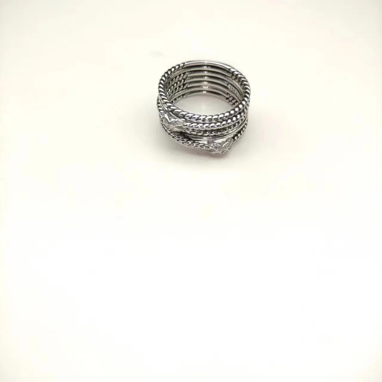 David Yurman Cable Collectibles Silver Multi-Band Twisted Ring 4