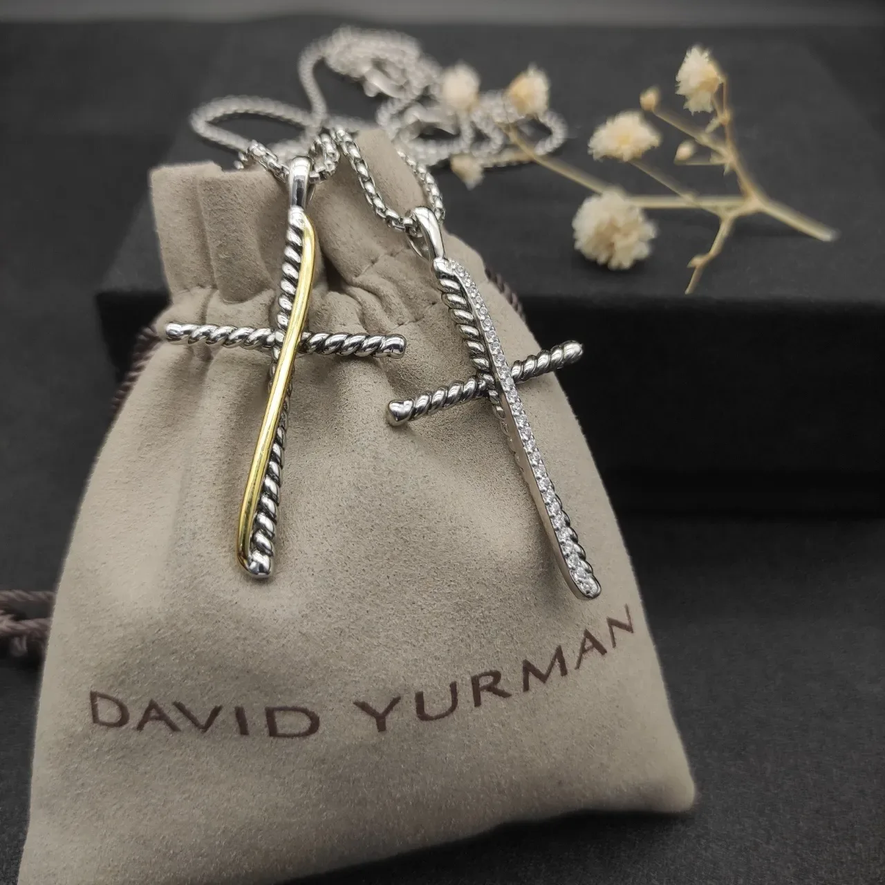 David Yurman Cable Collectibles Twisted Cross Pendant Necklace 5