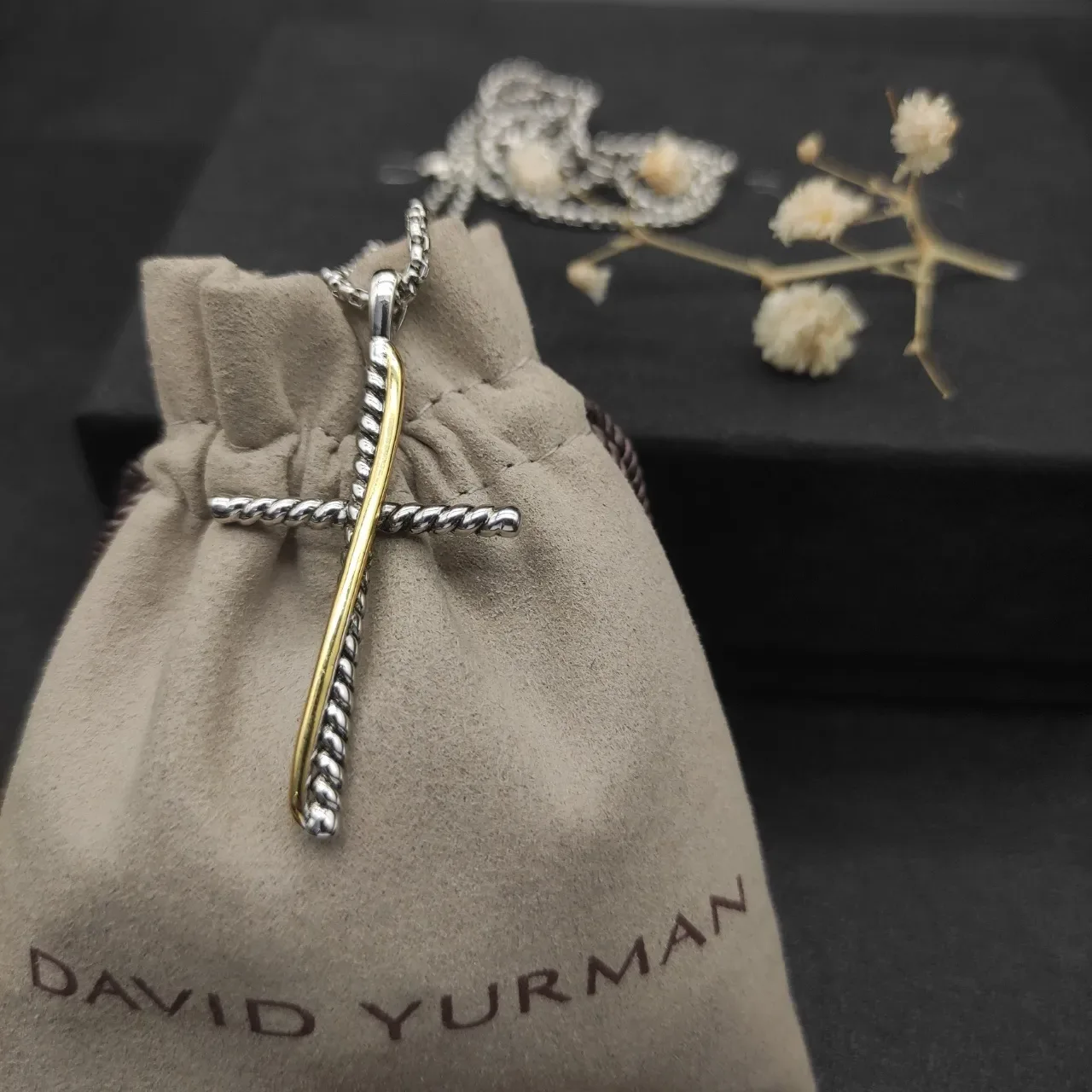 David Yurman Cable Collectibles Twisted Cross Pendant Necklace 6