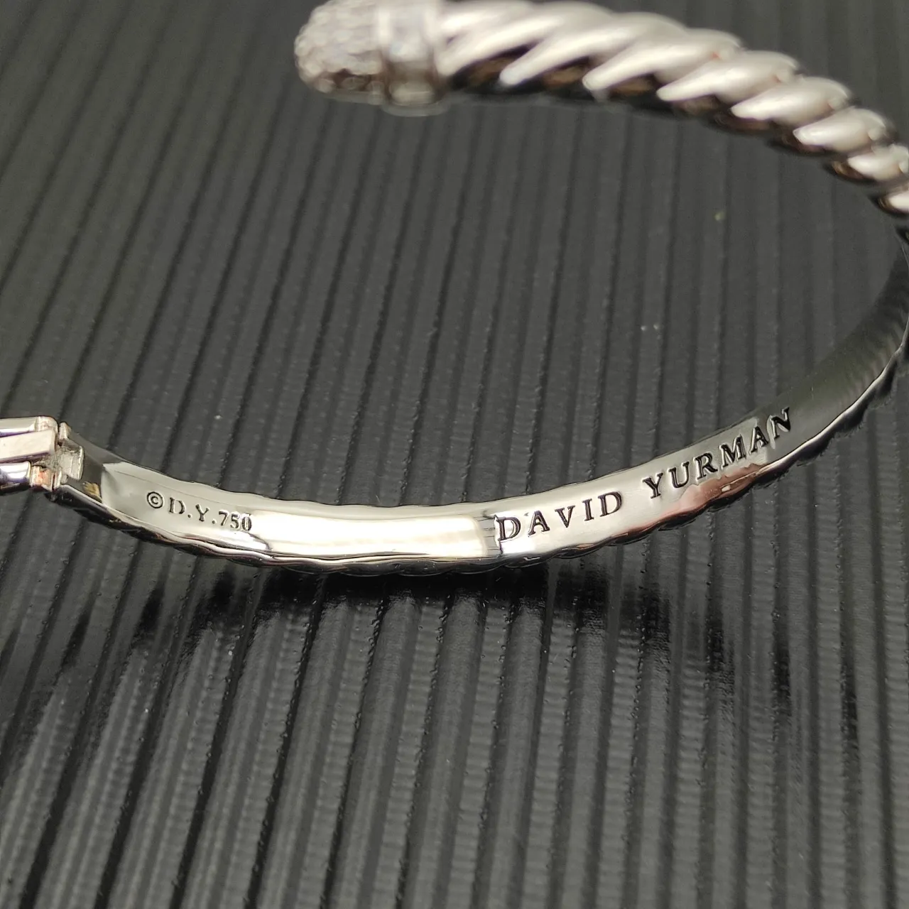 David Yurman Cable Collection Twisted Pavé Cuff Bracelet 7