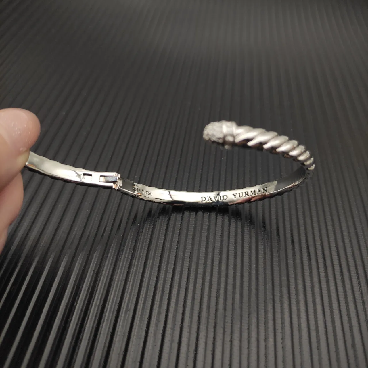 David Yurman Cable Collection Twisted Pavé Cuff Bracelet 8