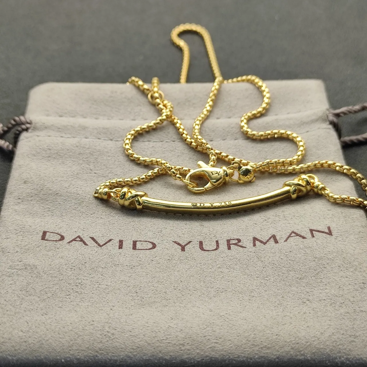 David Yurman Cable Knot Bar Pavé Diamond Necklace 5