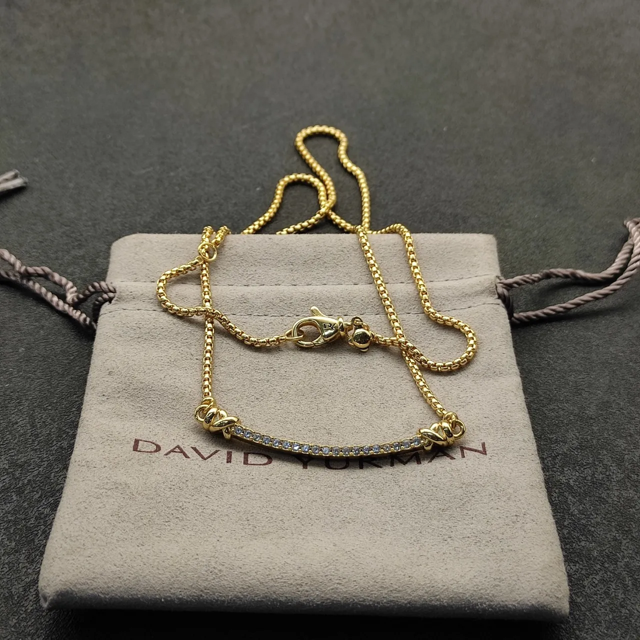 David Yurman Cable Knot Bar Pavé Diamond Necklace 6