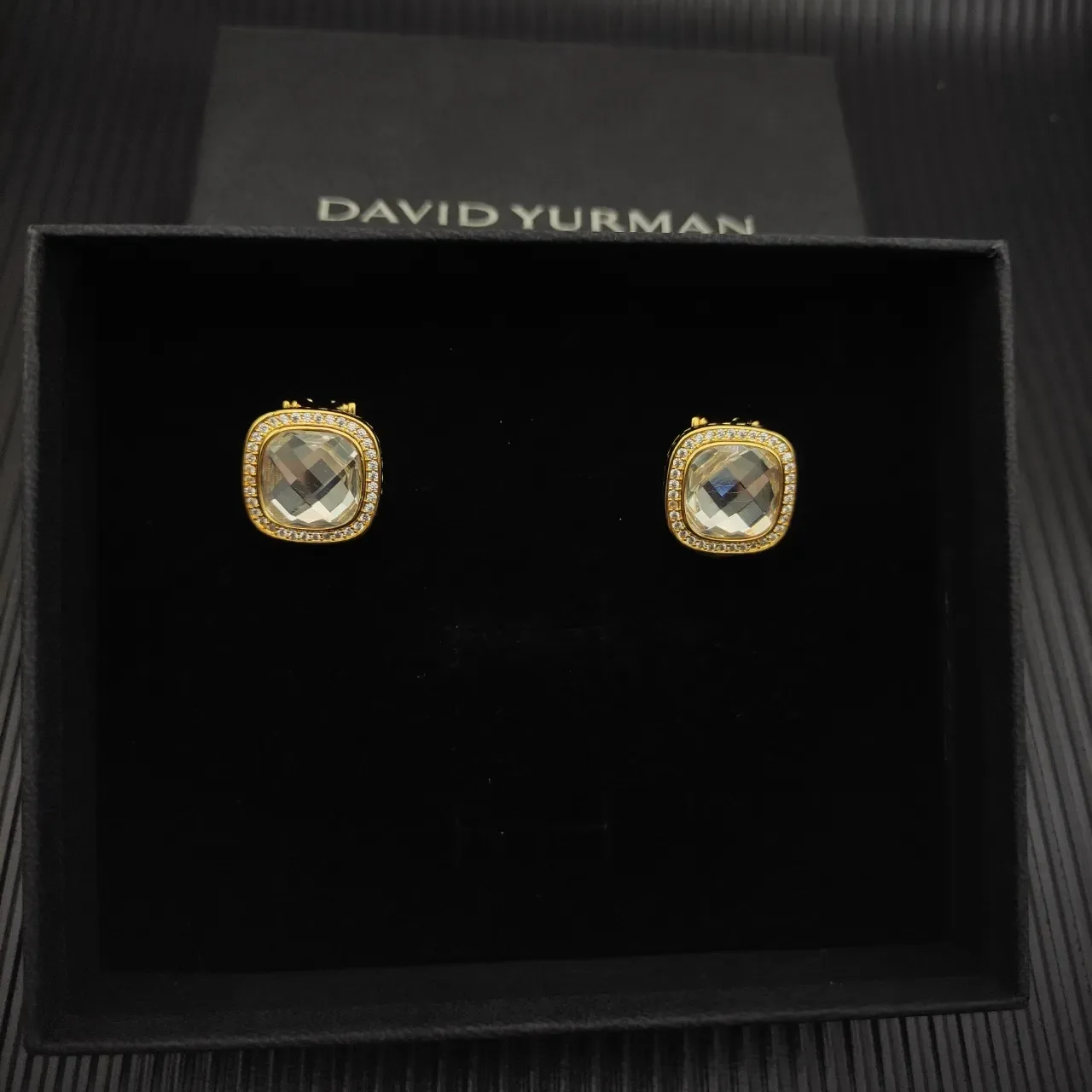 David Yurman Gold-Tone Cushion-Cut Pavé Halo Clip-On Earrings 7