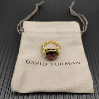 David Yurman خاتم ذهبي اللون حجر بنفسجي مقطع