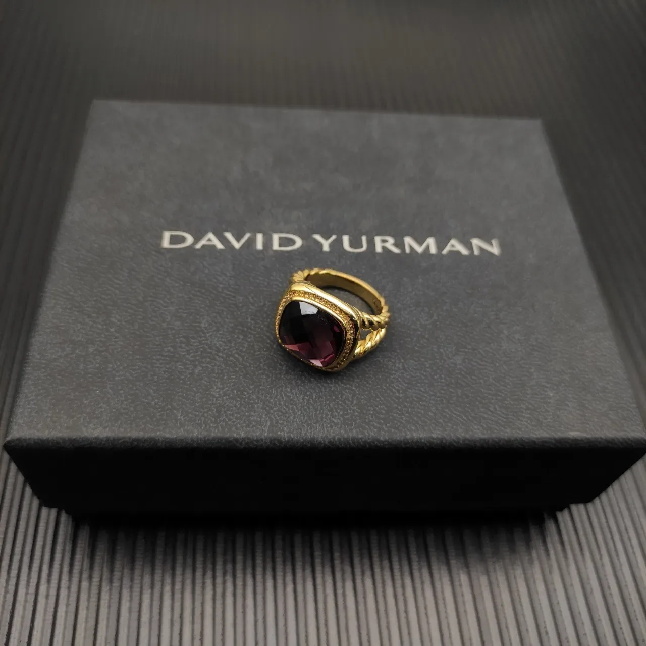David Yurman Anillo Gemas Púrpura Facetado Dorado 4
