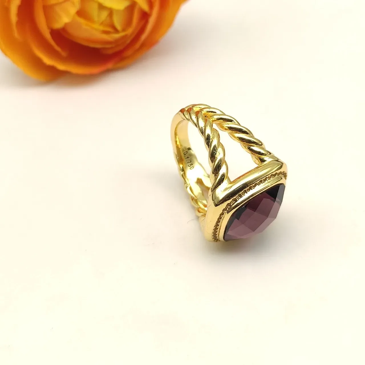 David Yurman Anillo Gemas Púrpura Facetado Dorado 5