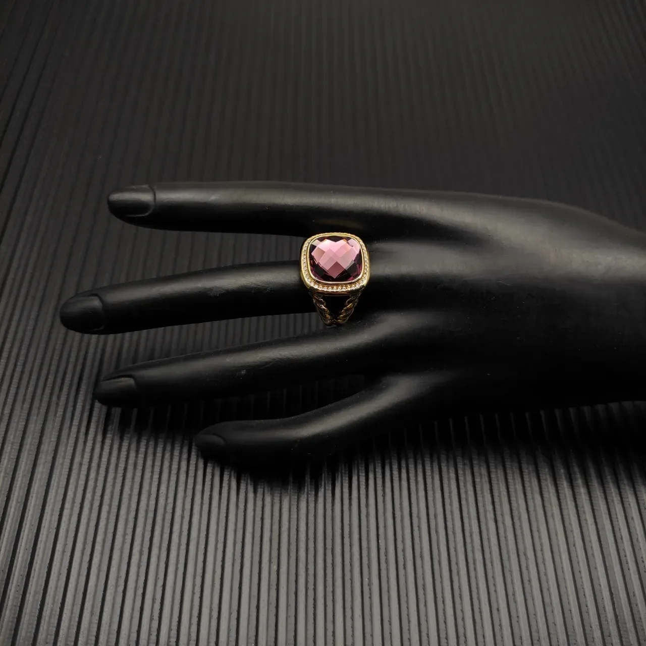 David Yurman Anillo Gemas Púrpura Facetado Dorado 6