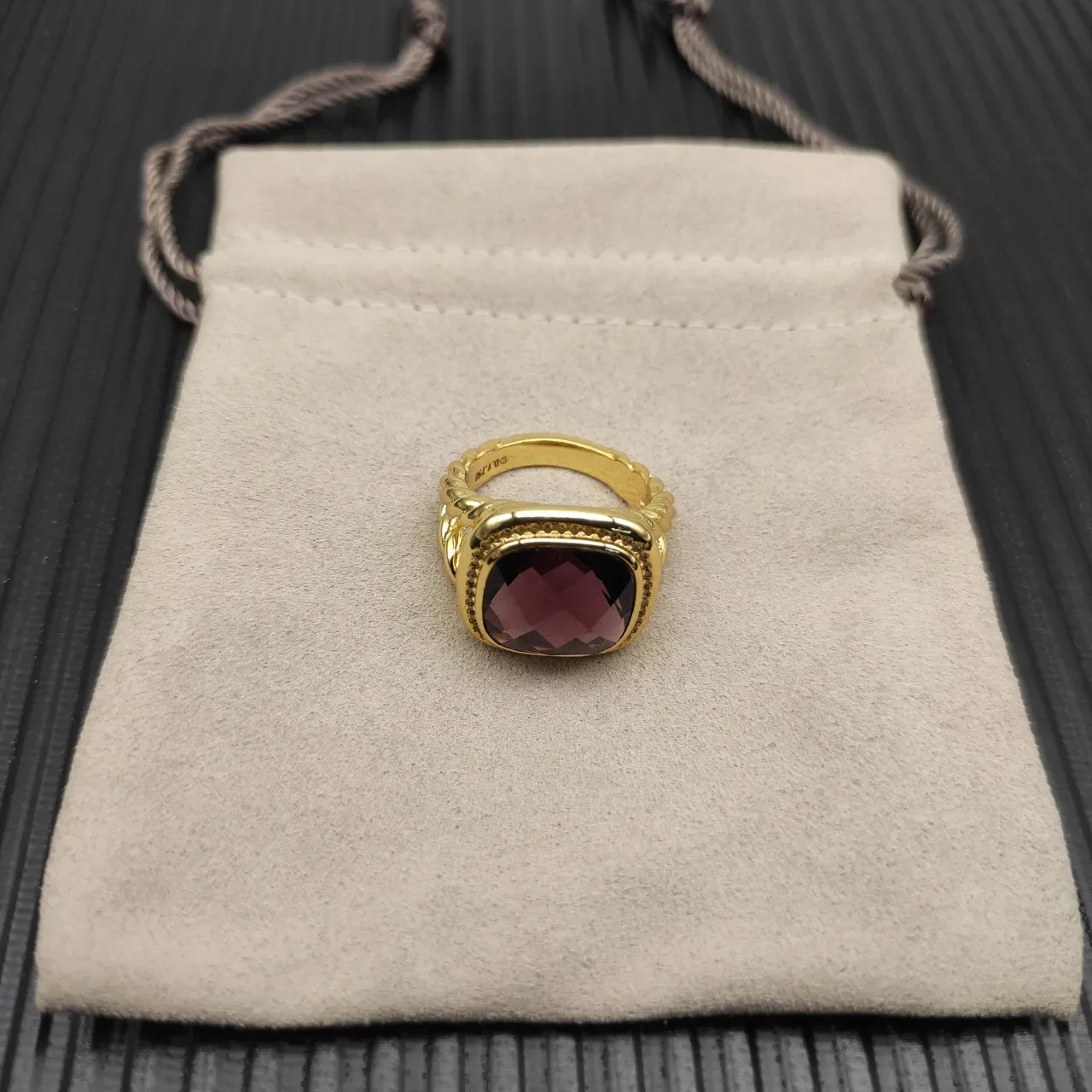 David Yurman Anillo Gemas Púrpura Facetado Dorado 9