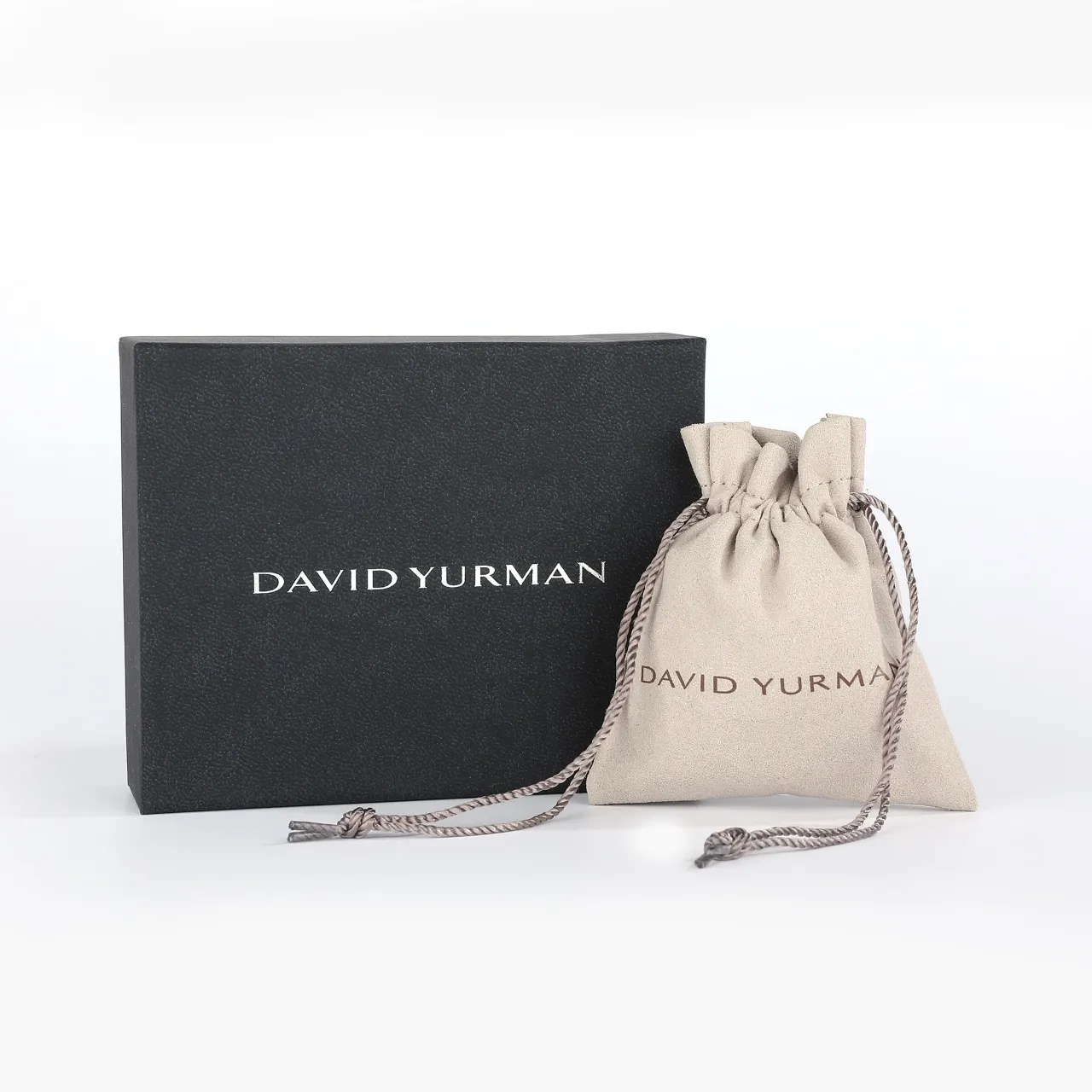 David Yurman Gray Suede-Like Fabric Twisted Cord Drawstrings Handbag 2