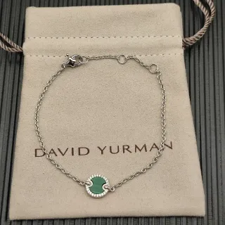 David Yurman سوار فضي أخضر سلسلة دائري معلق