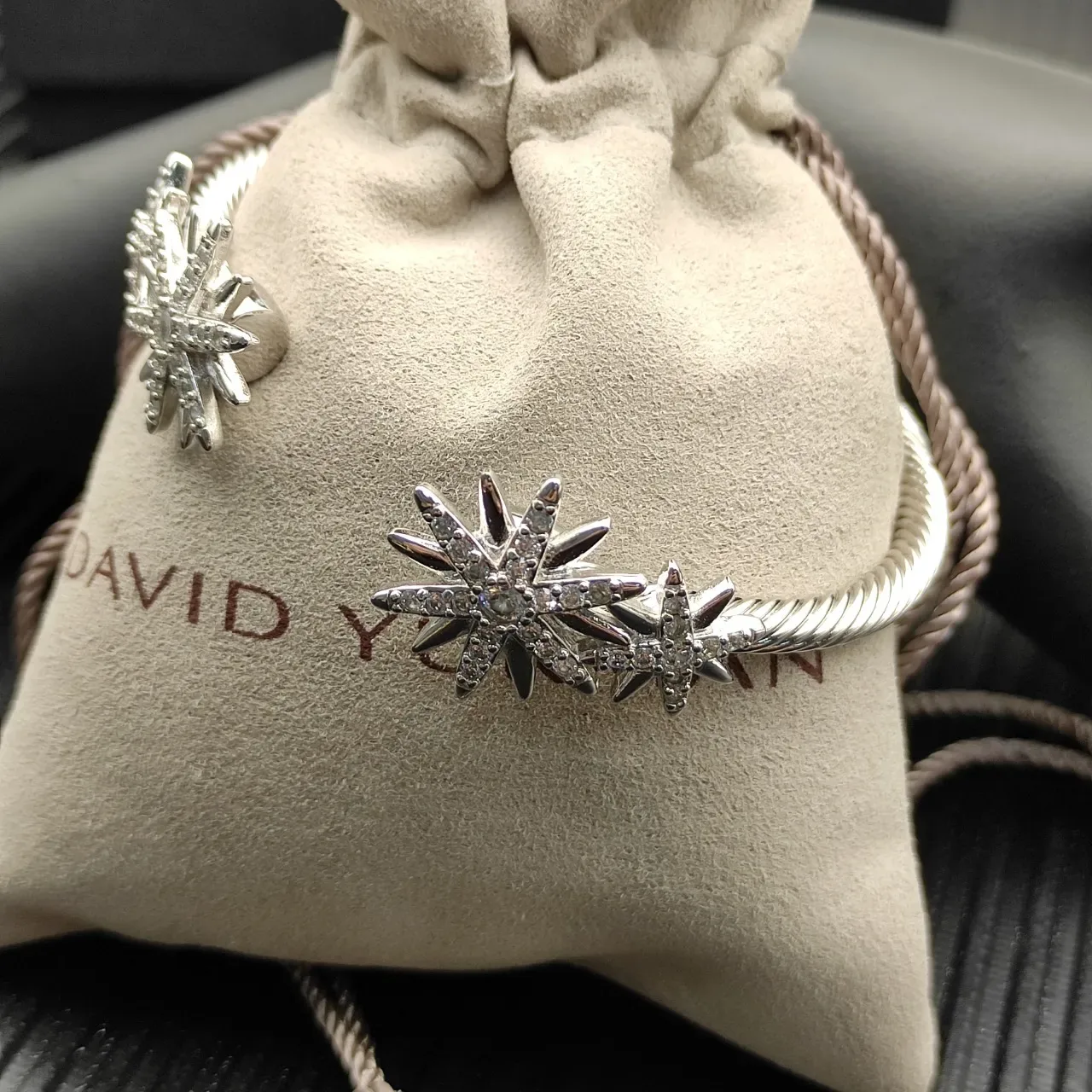 David Yurman Starburst Cable Open Cuff Bracelet 6