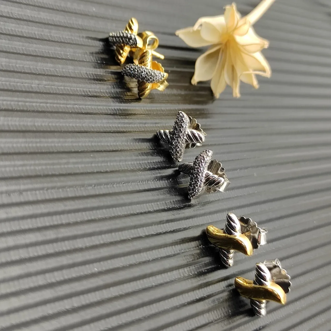 David Yurman X and Cable Motif Pavé Stud Earrings 6