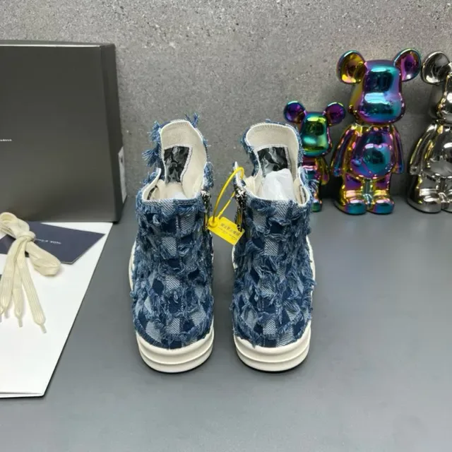Denim Patchwork High-Top Lace-Up Lifestyle Sneakers 3