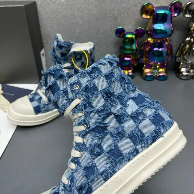 Denim Patchwork High-Top Lace-Up Lifestyle Sneakers 4