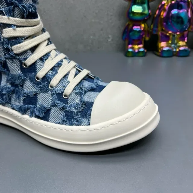 Denim Patchwork High-Top Lace-Up Lifestyle Sneakers 7
