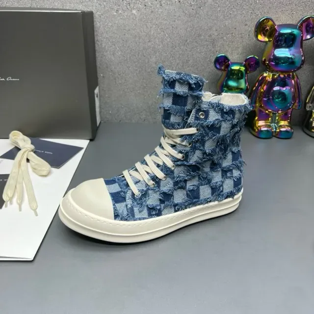 Denim Patchwork High-Top Lace-Up Lifestyle Sneakers 8