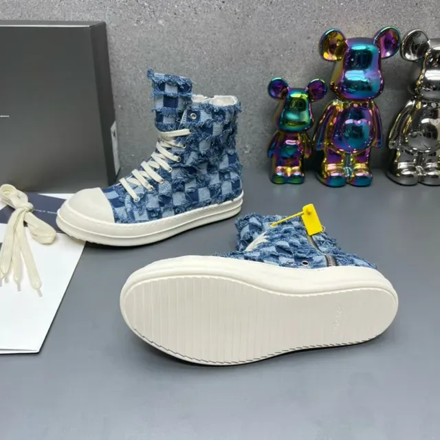 Denim Patchwork High-Top Lace-Up Lifestyle Sneakers 9