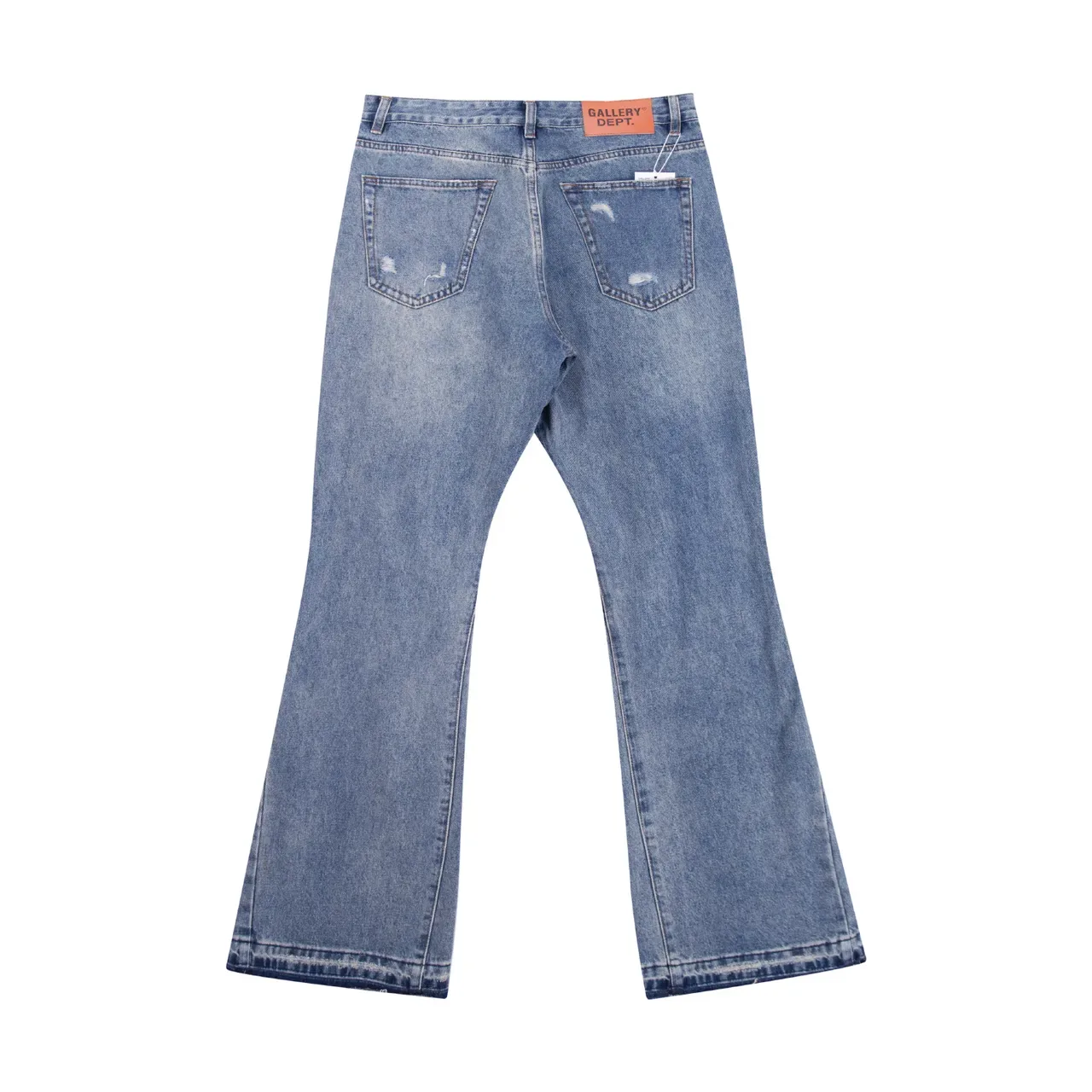 Distressed Medium-Wash Blue Flared-Leg Jeans 3