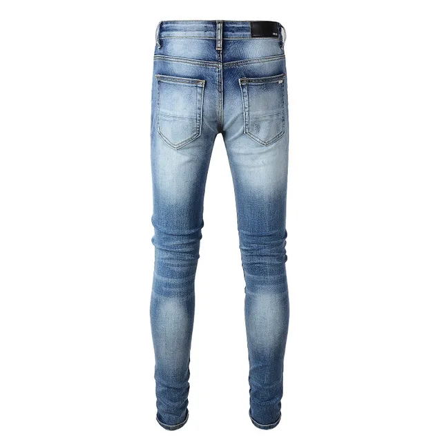 Distressed Slim-Fit Mid-Rise Blue Jeans 3