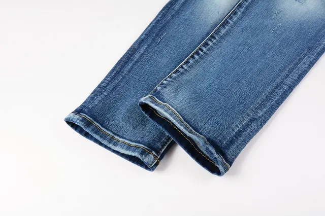 Distressed Slim-Fit Mid-Rise Blue Jeans 7