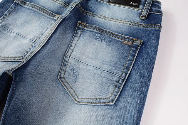 Distressed Slim-Fit Mid-Rise Blue Jeans 9