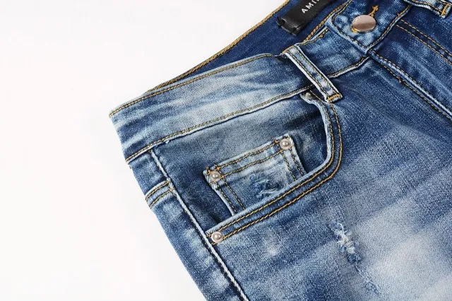 Distressed Slim-Fit Mid-Rise Blue Jeans 14