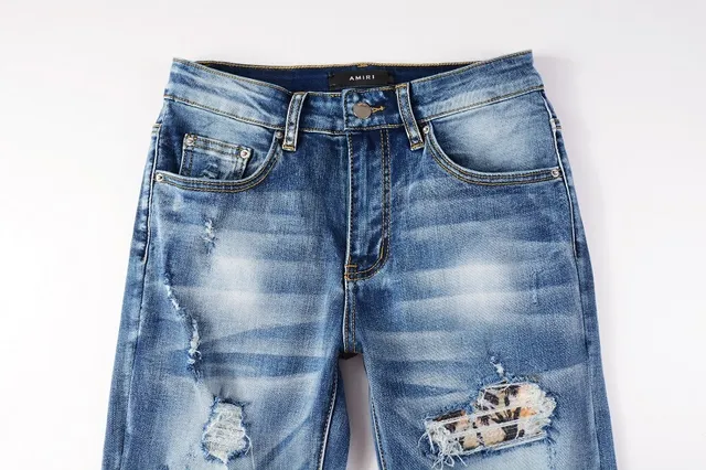 Distressed Slim-Fit Mid-Rise Blue Jeans 17