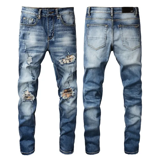 Distressed Slim-Fit Mid-Rise Blue Jeans 18