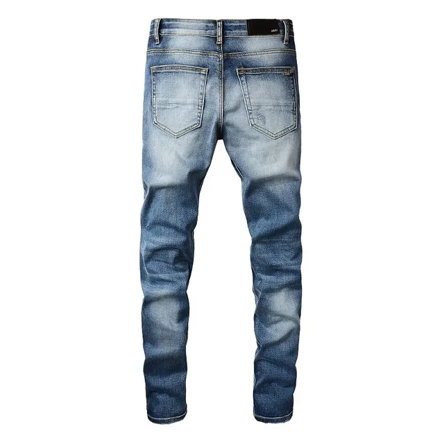 Distressed Slim-Fit Mid-Rise Blue Jeans 19