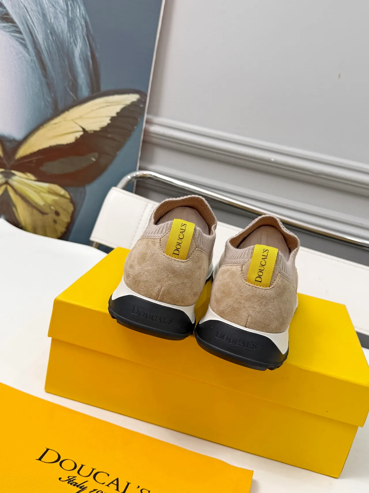 Doucal's Beige Suede and Mesh Slip-On Lifestyle Sneakers 3