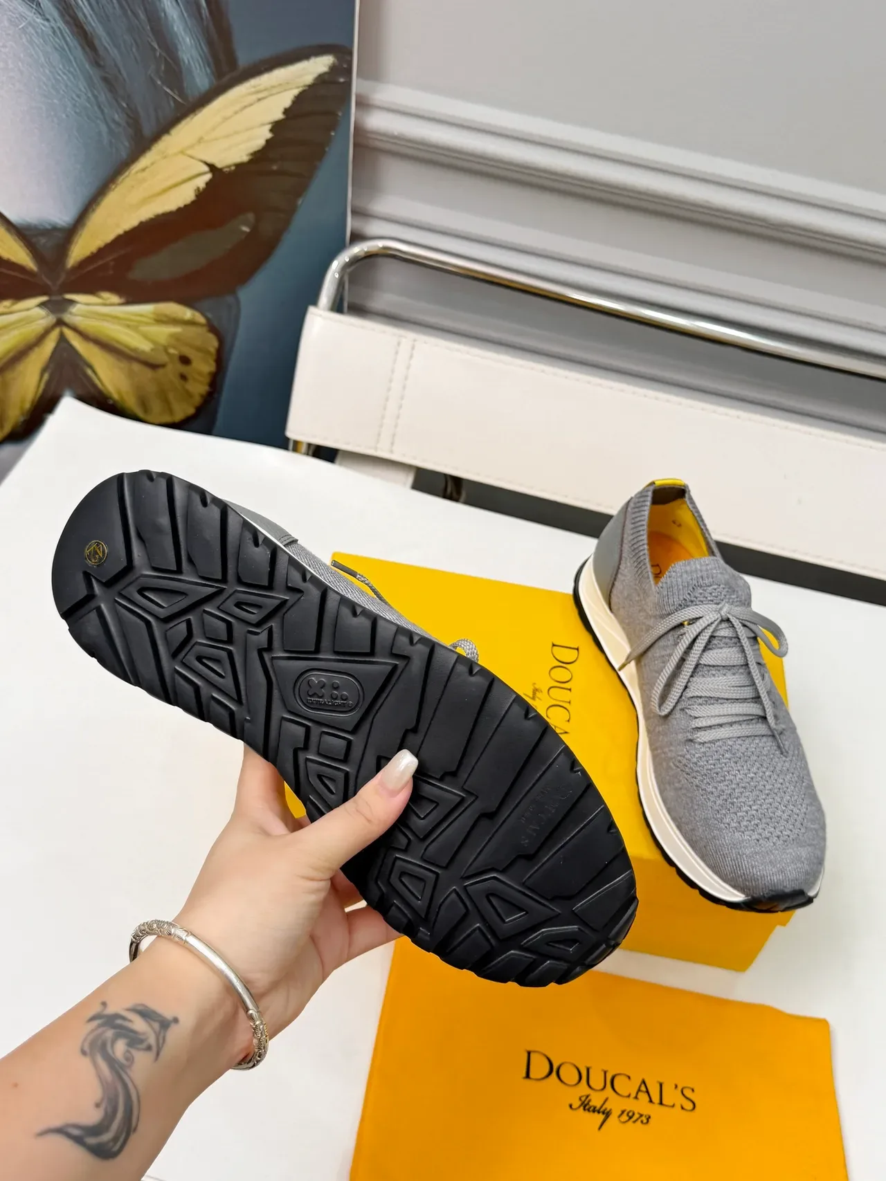 DOUCAL'S Gray Knit Lifestyle Sneakers 2