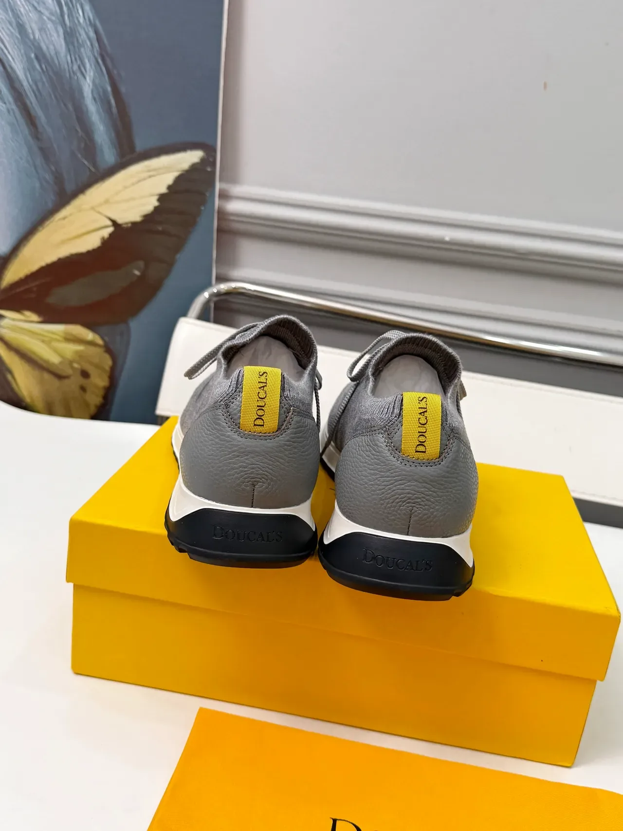 DOUCAL'S Gray Knit Lifestyle Sneakers 3