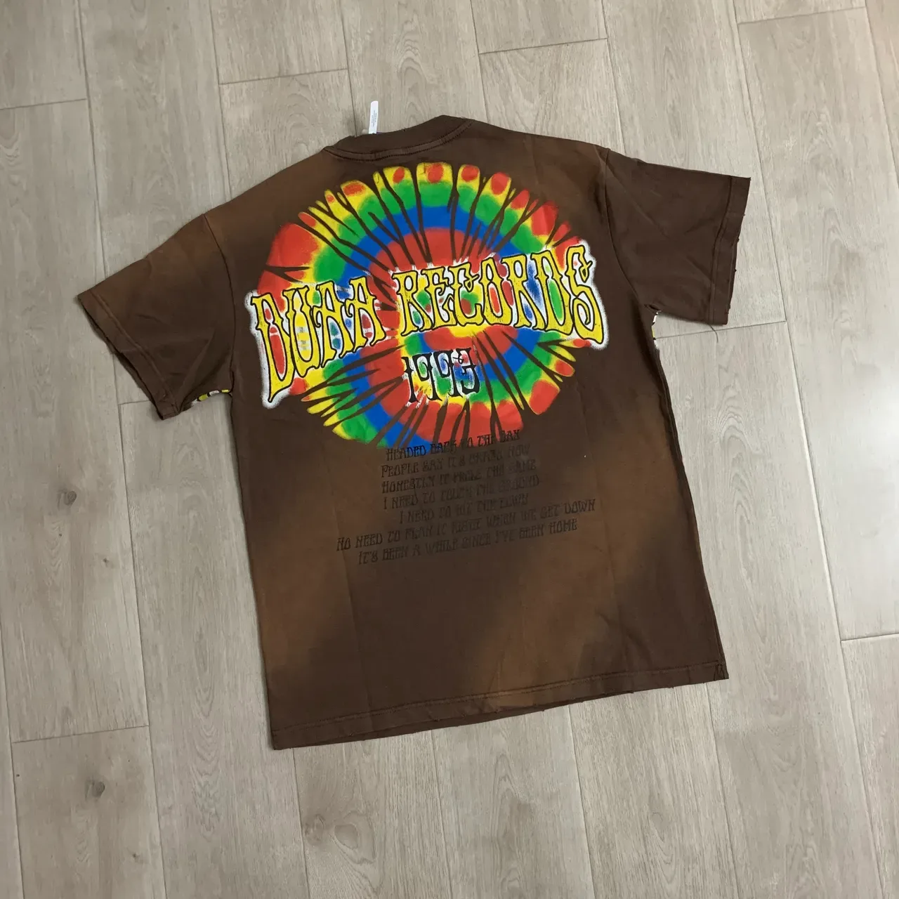 DUAA Records Graphic Print Brown Tie-Dye T-Shirt 6