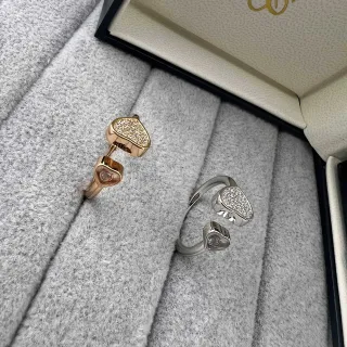 Dual-Tone Heart Pave Open-Band Rings