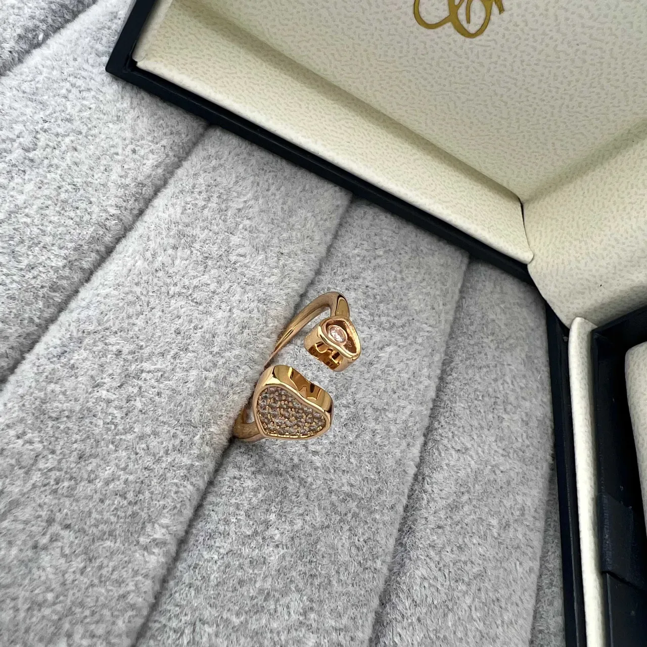 Dual-Tone Heart Pave Open-Band Rings 2