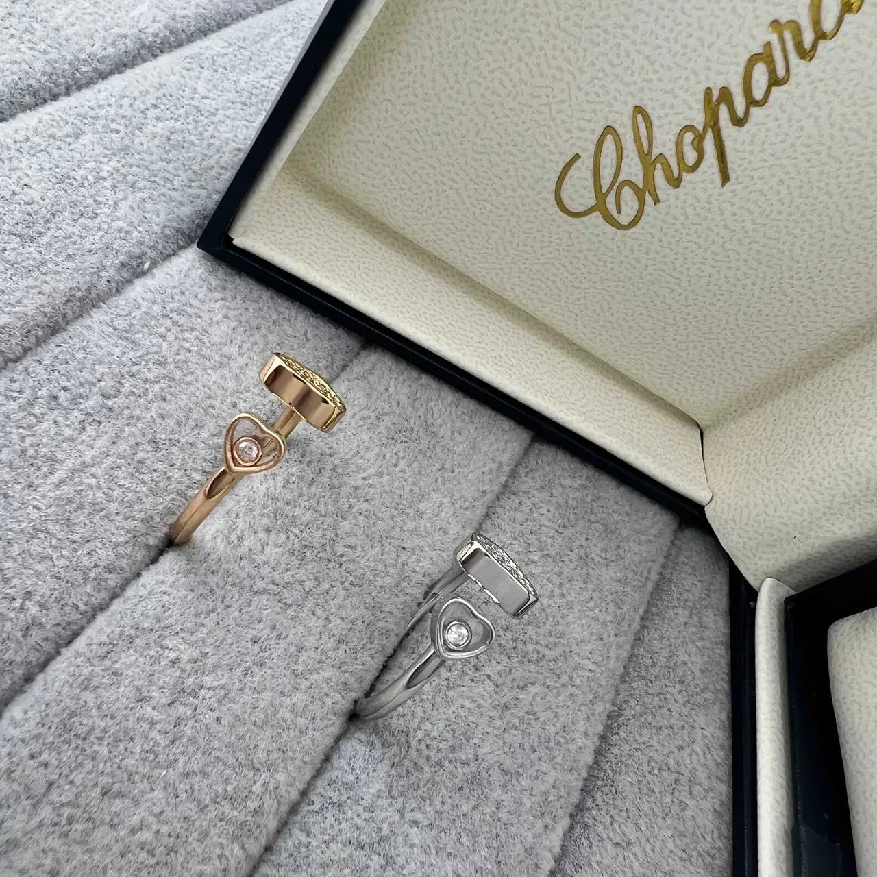 Dual-Tone Heart Pave Open-Band Rings 5