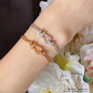 Pulseras de cadena con cierre de herradura pavé bicolor