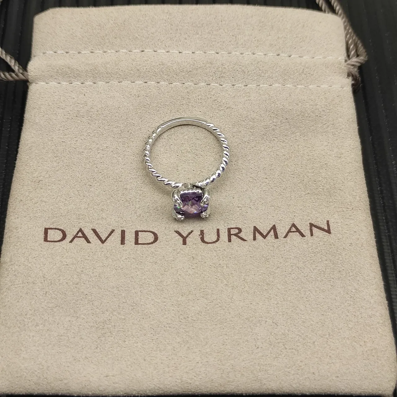 Faceted Purple Gemstone Twisted Rope Band Ring 9